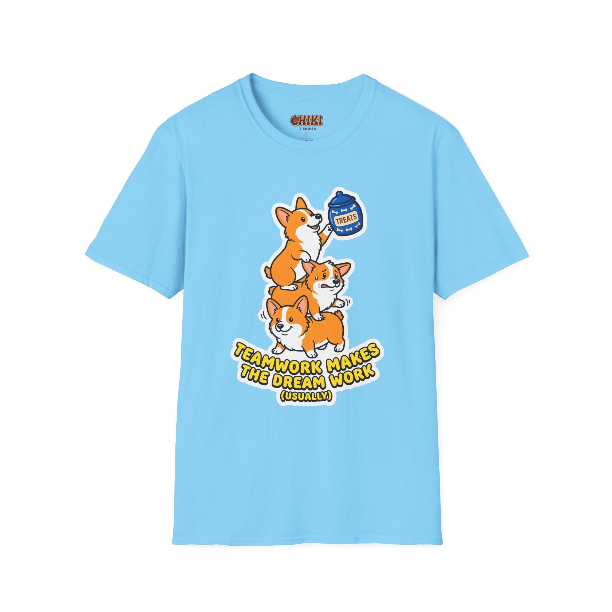 Corgi Teamwork T-Shirt — "Teamwork Makes the Dream Work (Usually)"