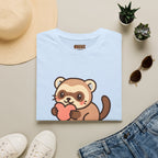 Ferret Lover T‑Shirt — Cute Cartoon Ferret Holding Heart Tee