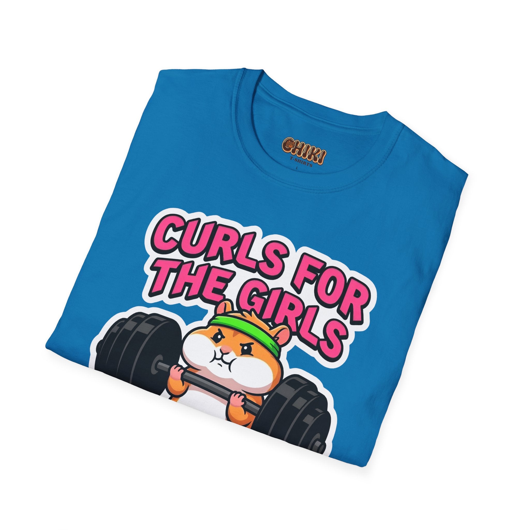 T-Shirt — "Curls for the Girls" Cute Hamster Weightlifting Graphic