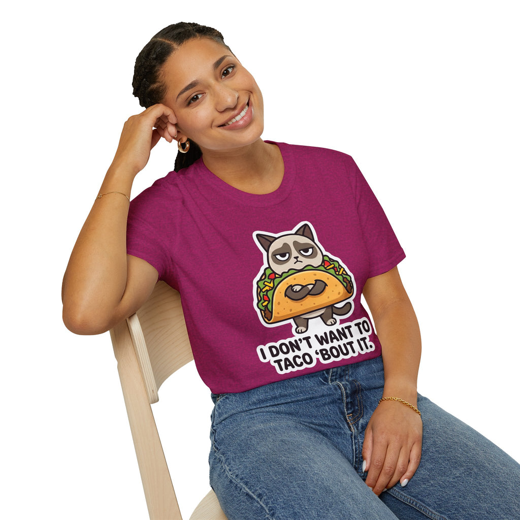 Grumpy Cat Taco T-Shirt — "I Don't Want to Taco 'Bout It" Graphic Tee