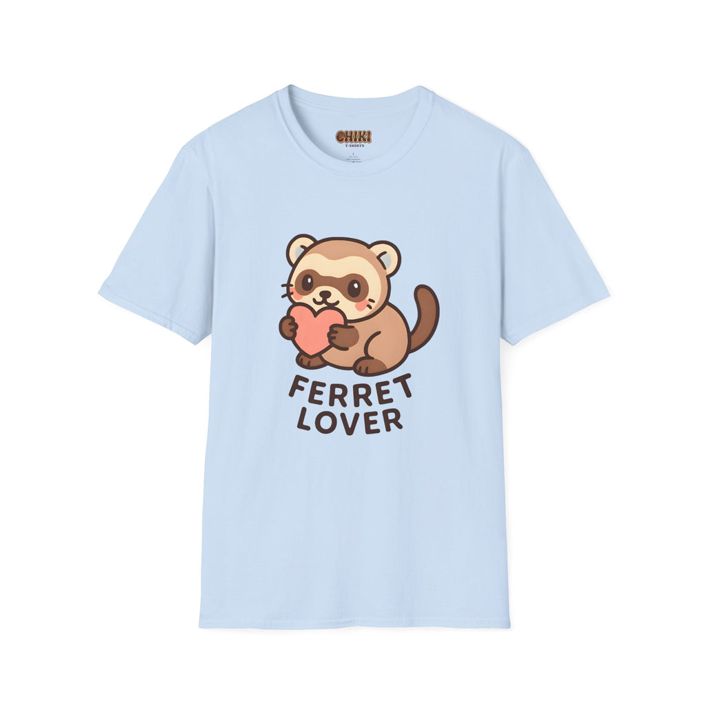 Ferret Lover T‑Shirt — Cute Cartoon Ferret Holding Heart Tee