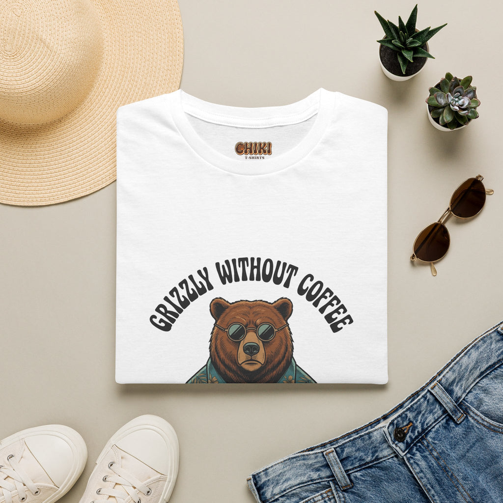T-Shirt — "Grizzly Without Coffee" Bear Graphic Tee