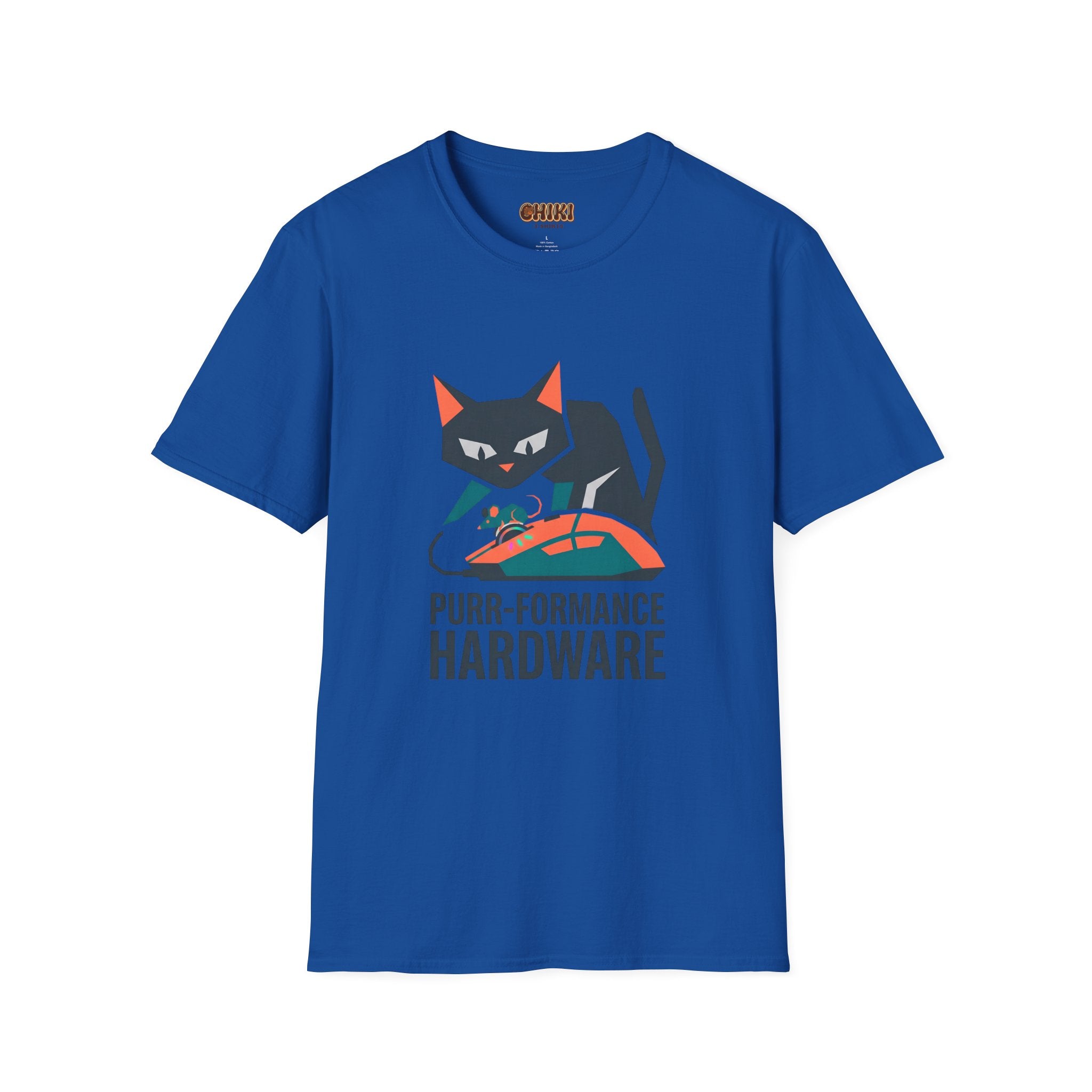 Purr-formance Hardware T-Shirt — Gamer Cat Computer Mouse Tee