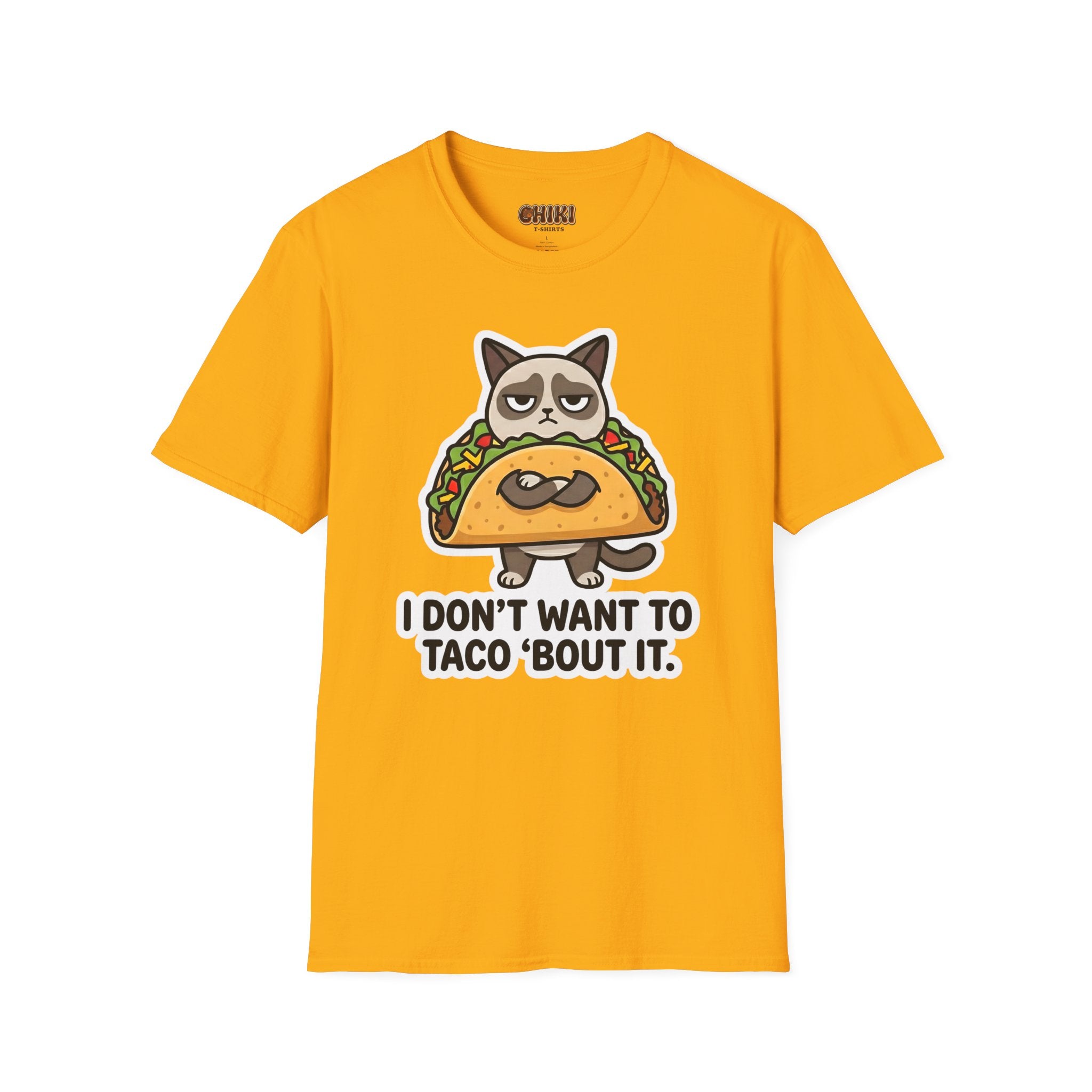 Grumpy Cat Taco T-Shirt — "I Don't Want to Taco 'Bout It" Graphic Tee