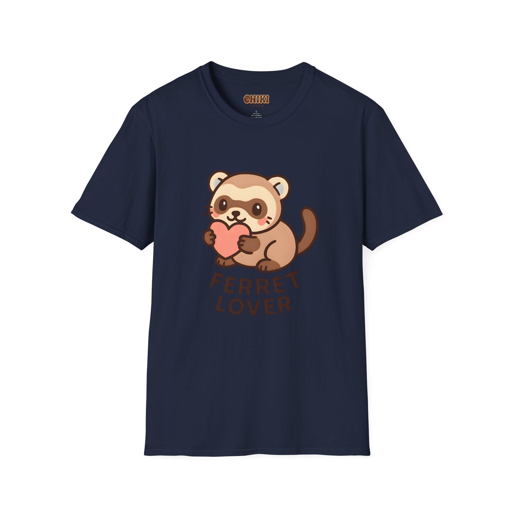 Ferret Lover T‑Shirt — Cute Cartoon Ferret Holding Heart Tee