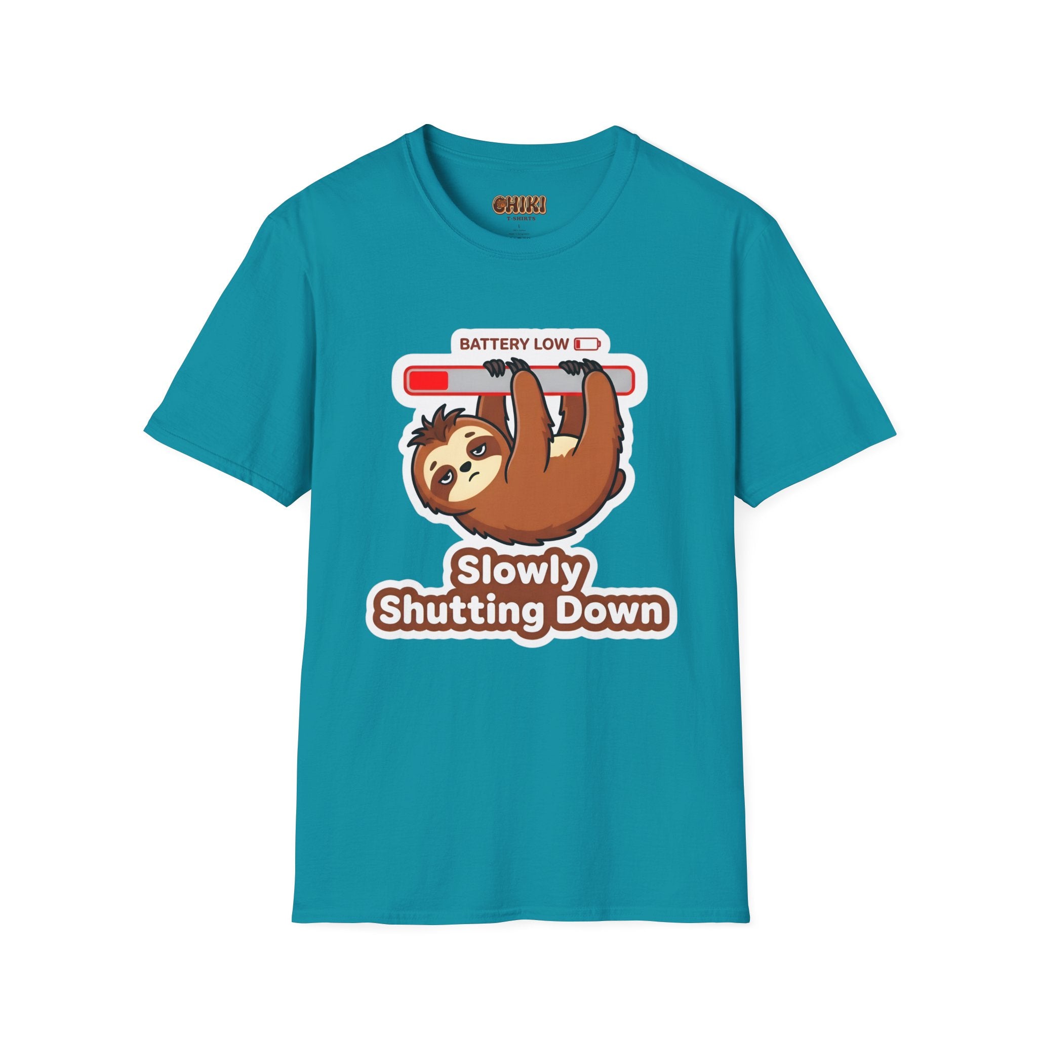 Slowly Shutting Down Sloth T-Shirt — Battery Low Cute Graphic Tee