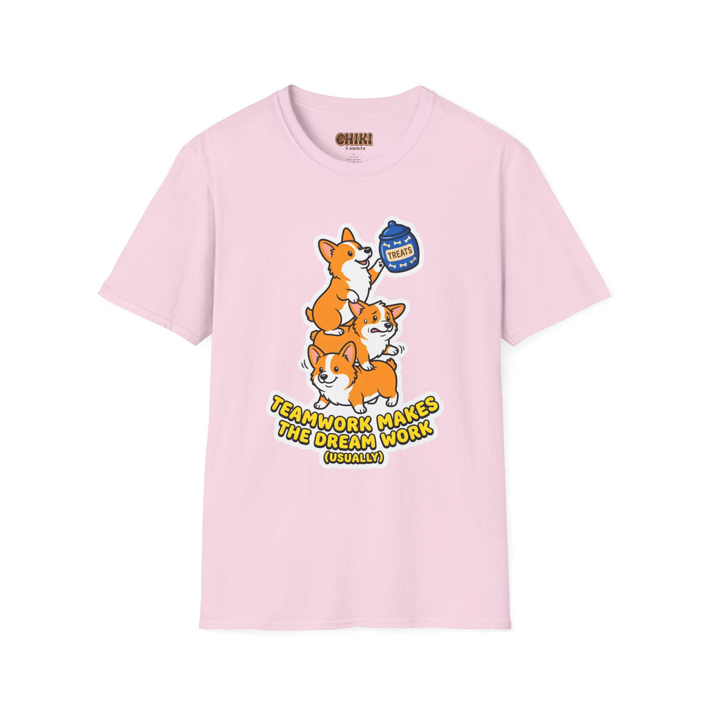 Corgi Teamwork T-Shirt — "Teamwork Makes the Dream Work (Usually)"