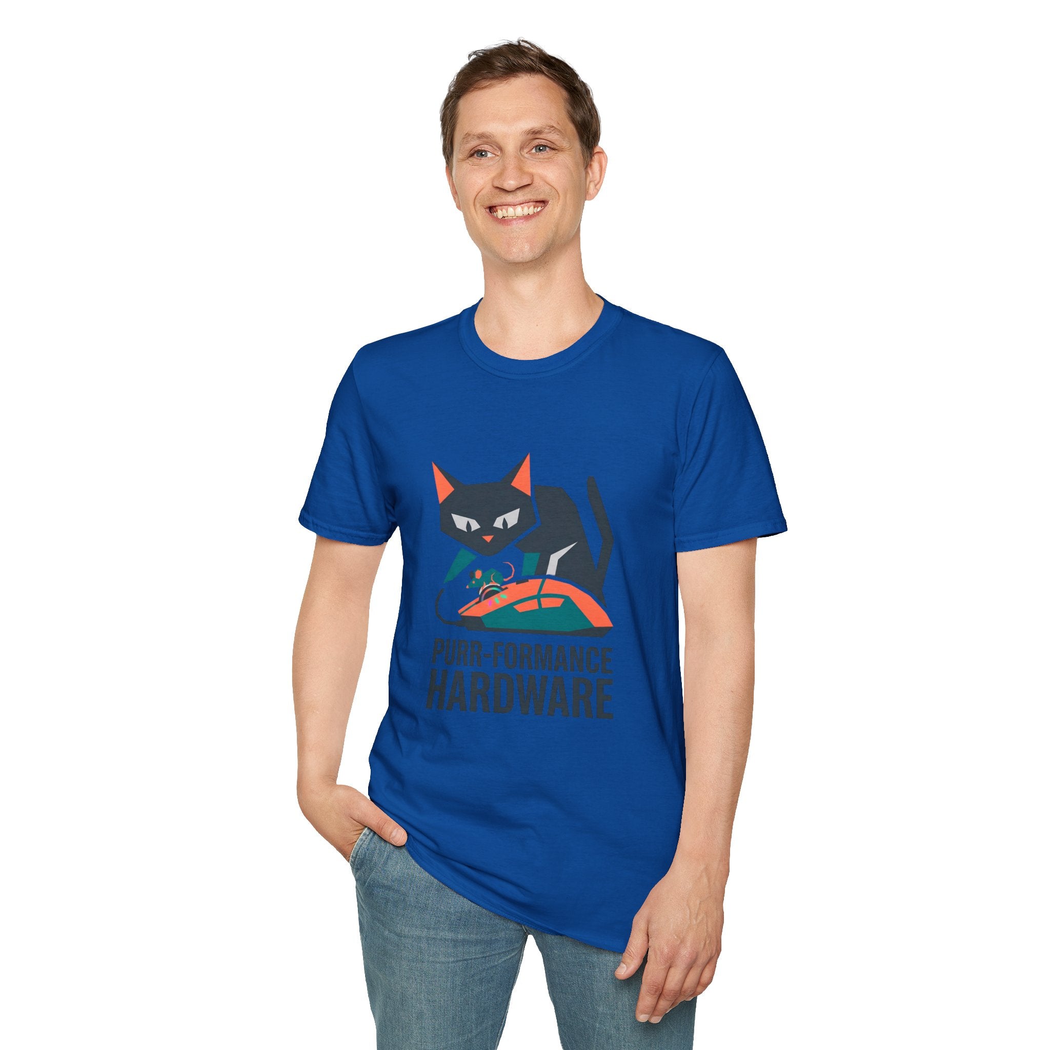 Purr-formance Hardware T-Shirt — Gamer Cat Computer Mouse Tee