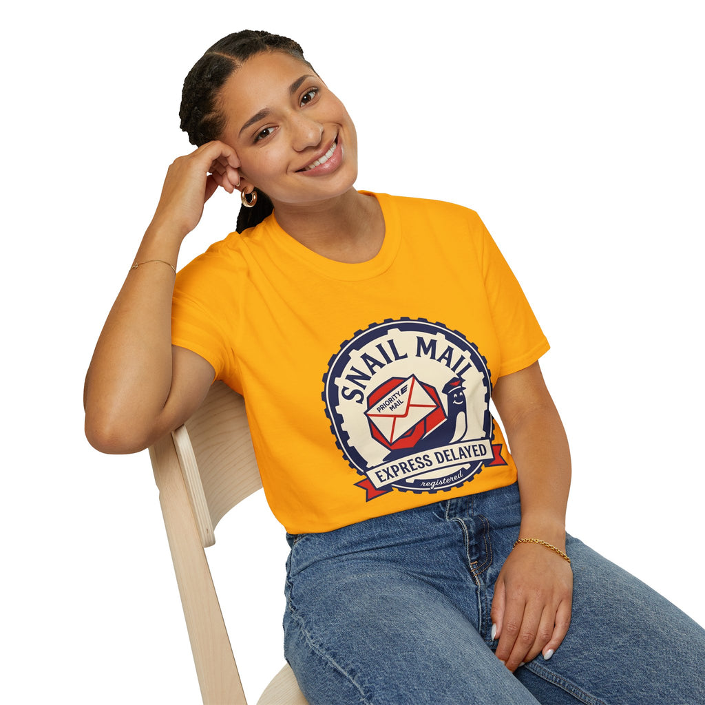 Snail Mail T-Shirt — "Express Delayed" Retro Postal Graphic Tee