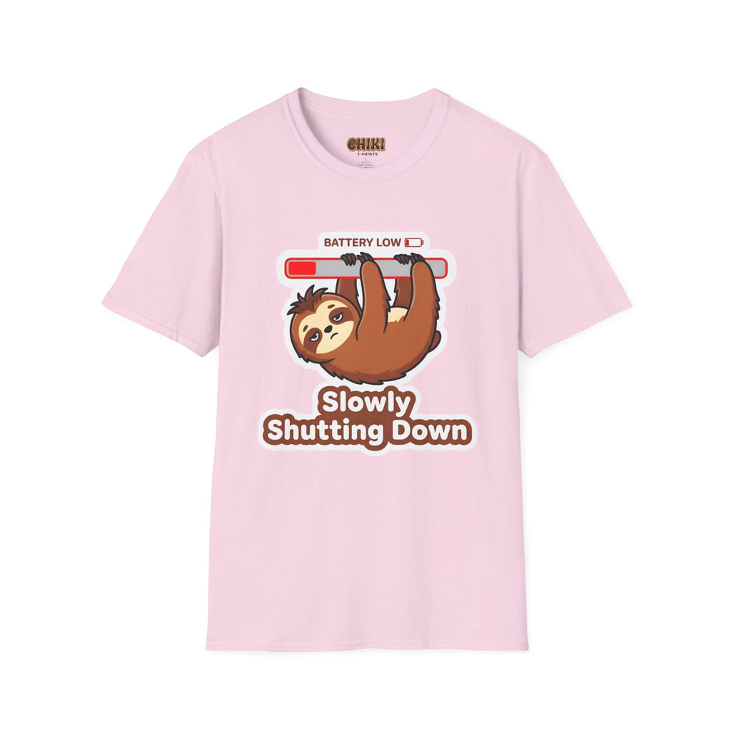 Slowly Shutting Down Sloth T-Shirt — Battery Low Cute Graphic Tee