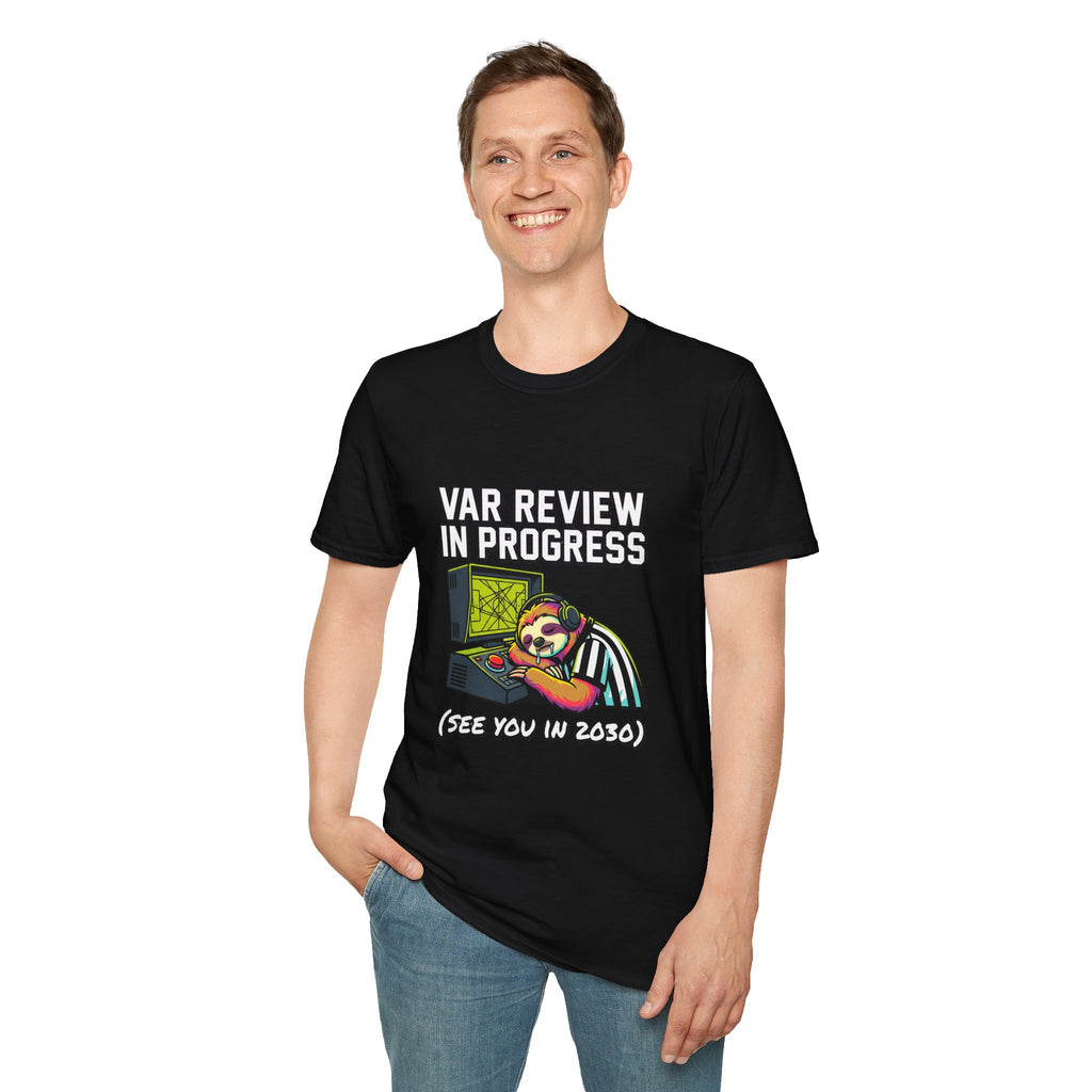 T‑Shirt — "VAR REVIEW IN PROGRESS" Funny soccer Shirt (See You in 2030)