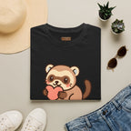Ferret Lover T‑Shirt — Cute Cartoon Ferret Holding Heart Tee