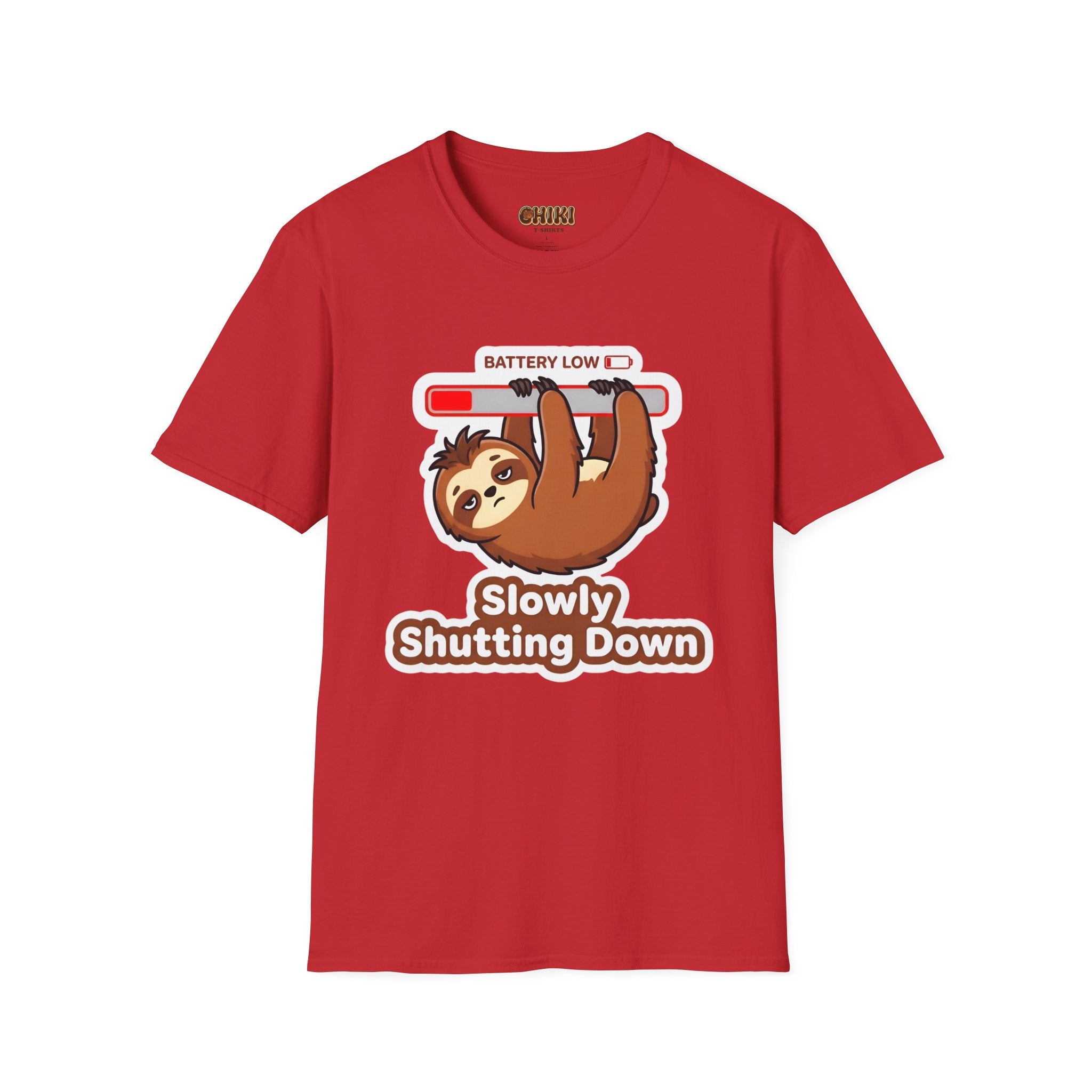 Slowly Shutting Down Sloth T-Shirt — Battery Low Cute Graphic Tee