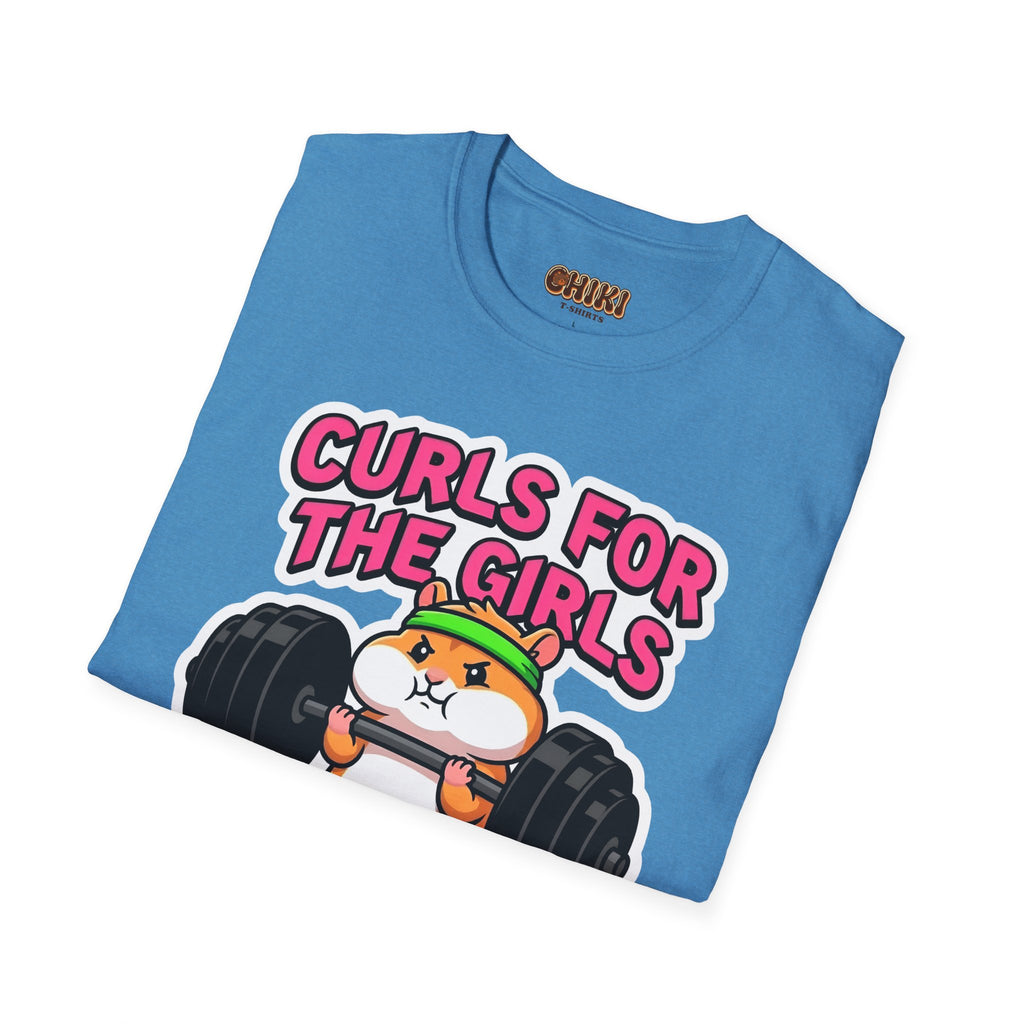 T-Shirt — "Curls for the Girls" Cute Hamster Weightlifting Graphic