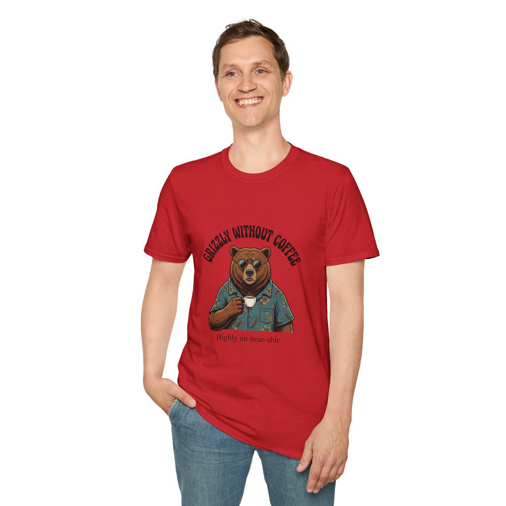 T-Shirt — "Grizzly Without Coffee" Bear Graphic Tee