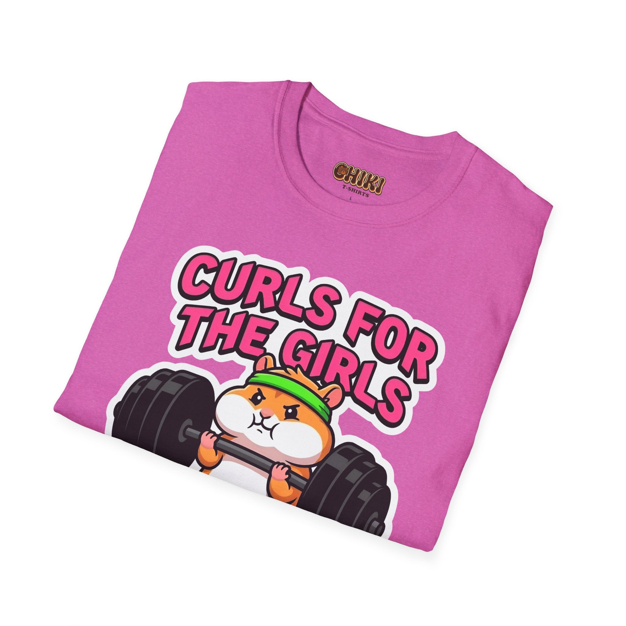 T-Shirt — "Curls for the Girls" Cute Hamster Weightlifting Graphic