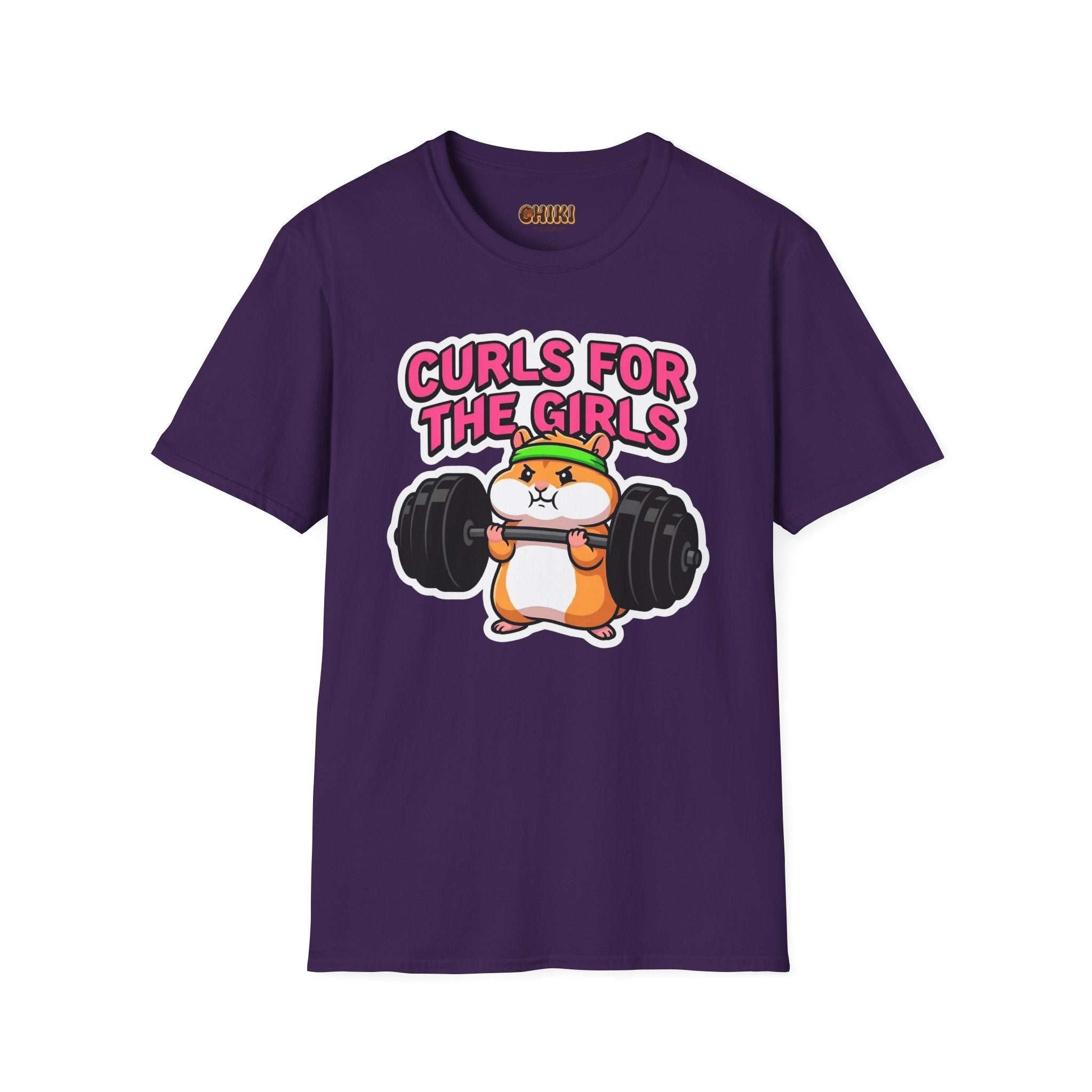 T-Shirt — "Curls for the Girls" Cute Hamster Weightlifting Graphic