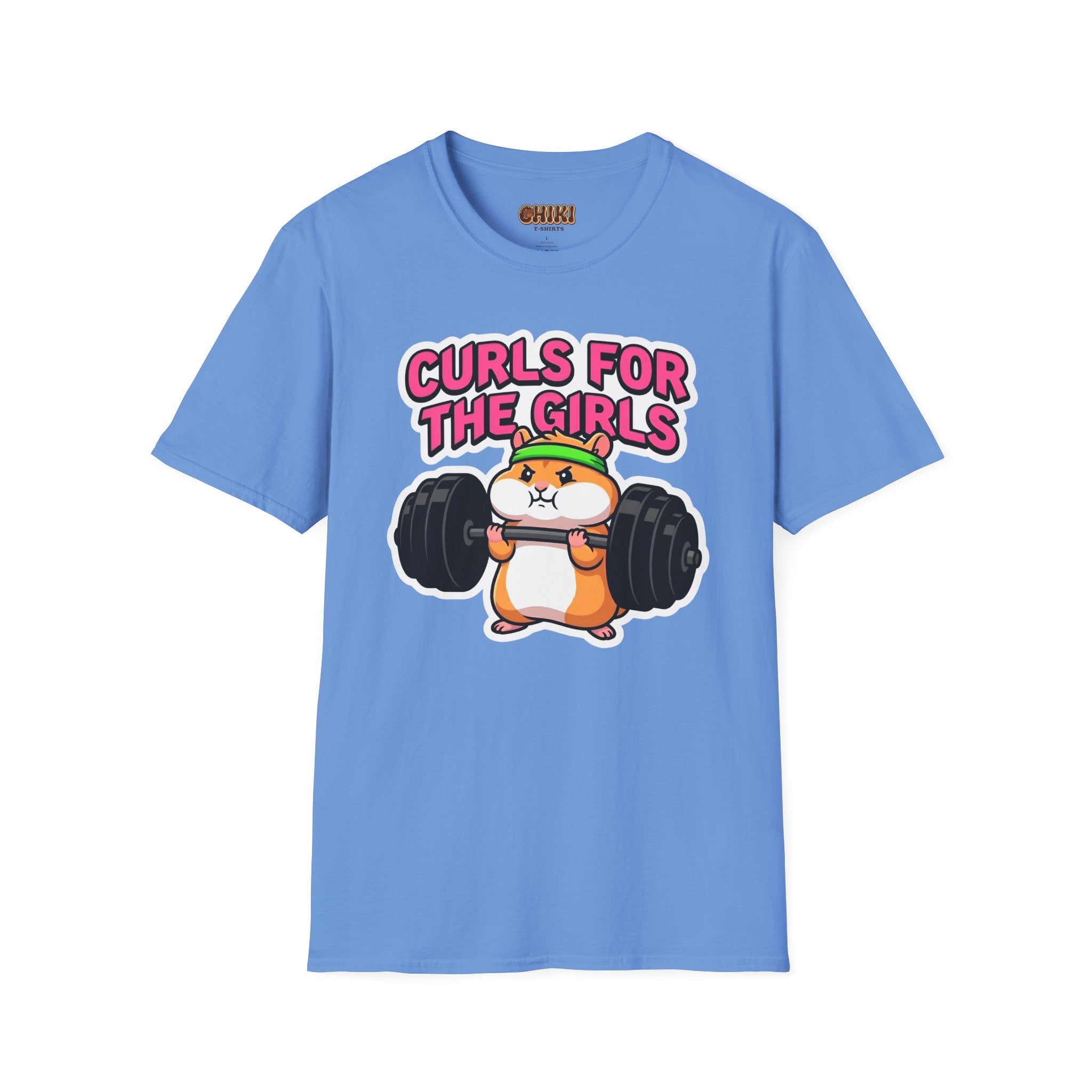T-Shirt — "Curls for the Girls" Cute Hamster Weightlifting Graphic