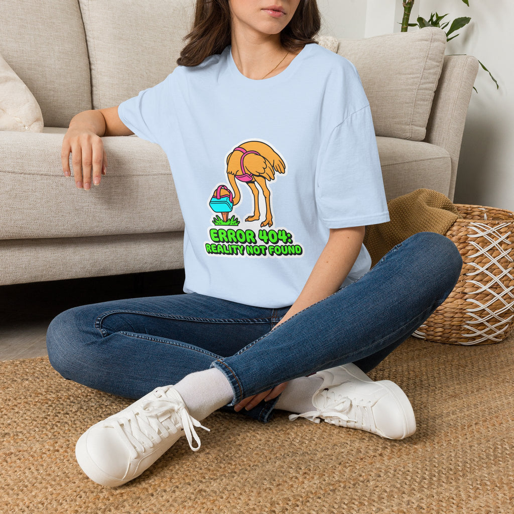 T-Shirt — Funny ‘Error 404 Reality Not Found’ Ostrich Graphic Tee