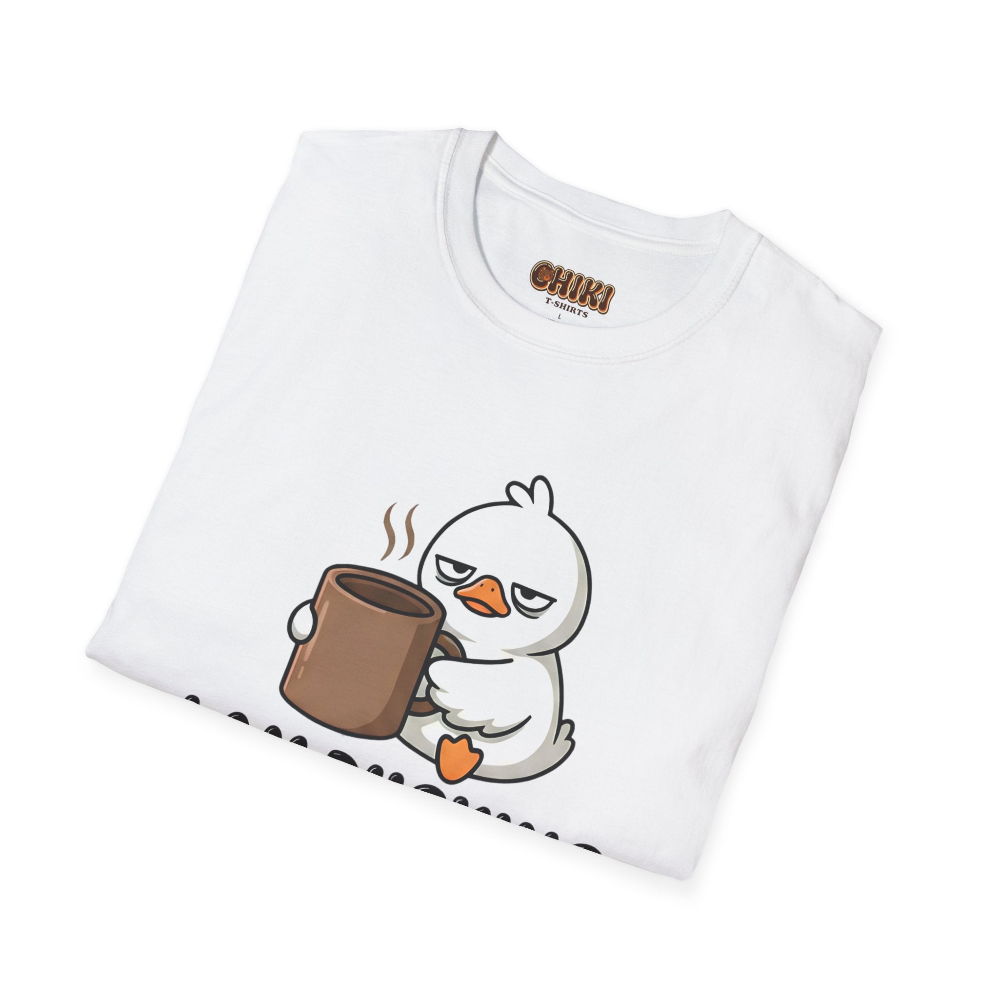 I Am Ducking Tired Tee — Cute Coffee Duck Graphic T-Shirt