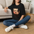 Ferret Lover T‑Shirt — Cute Cartoon Ferret Holding Heart Tee