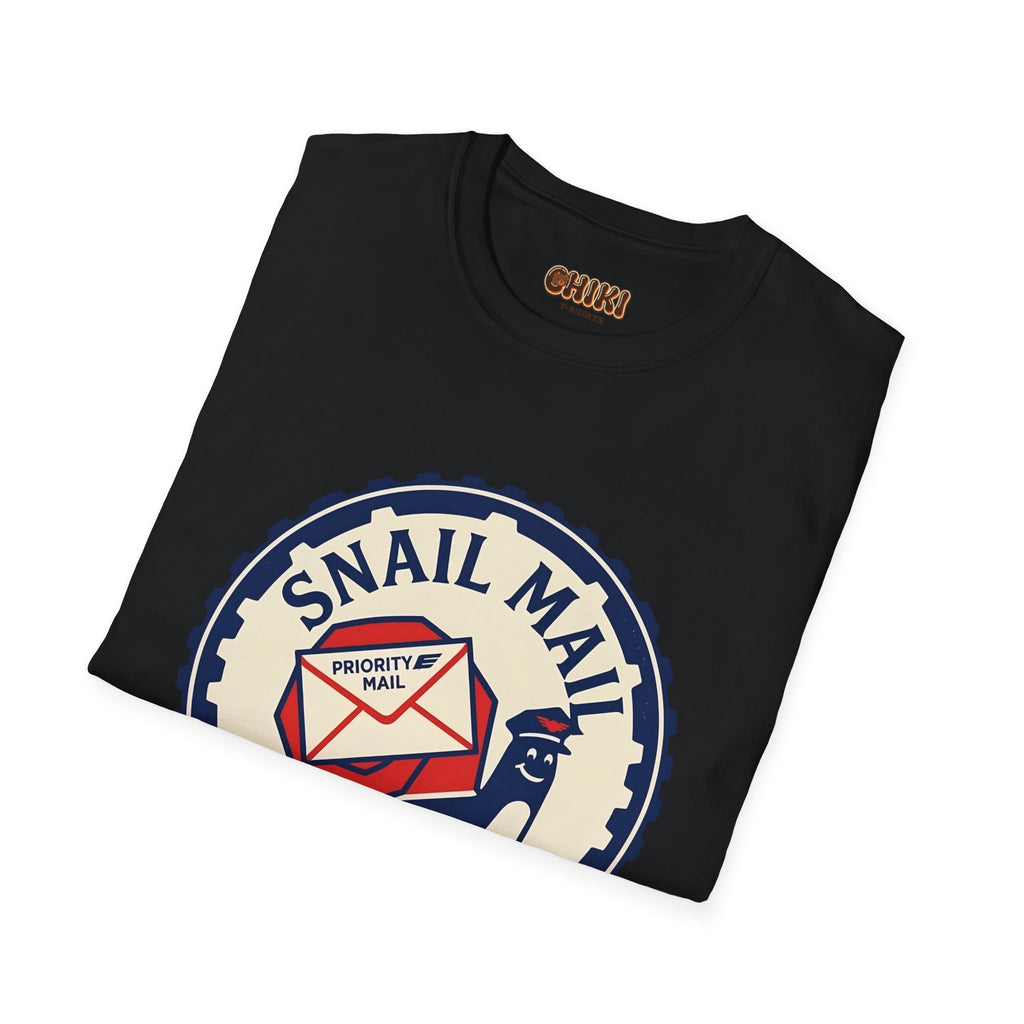 Snail Mail T-Shirt — "Express Delayed" Retro Postal Graphic Tee