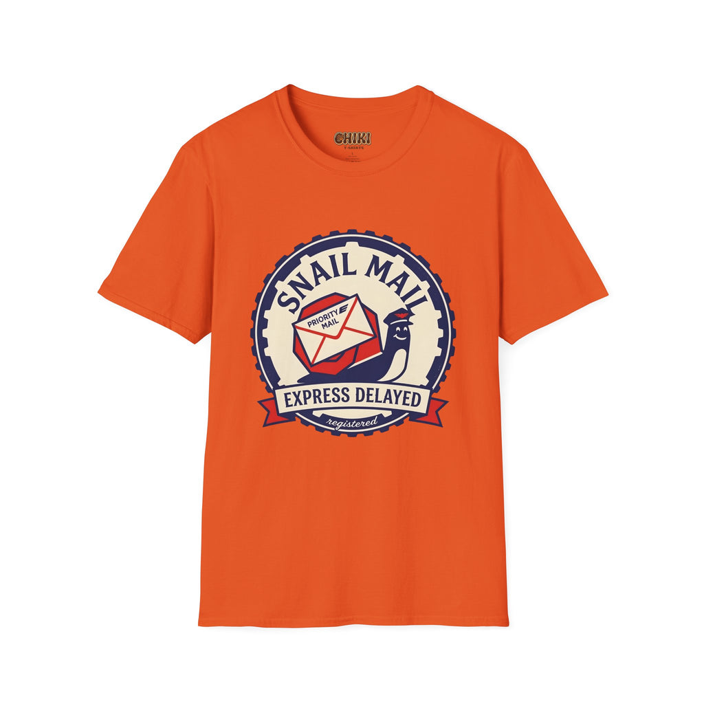 Snail Mail T-Shirt — "Express Delayed" Retro Postal Graphic Tee