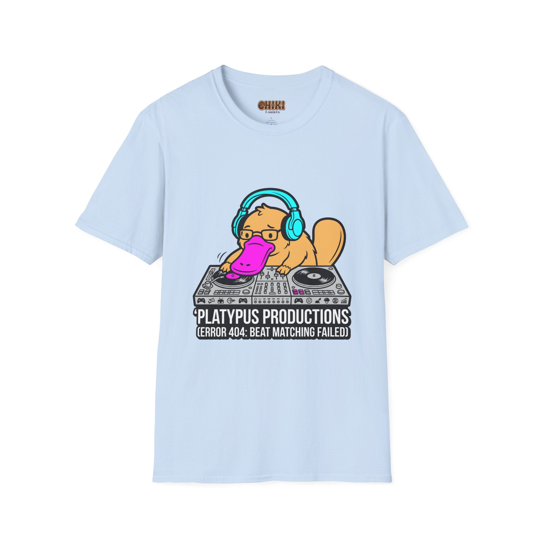 Platypus DJ T‑Shirt — 'Platypus Productions' Funny Music Producer Tee