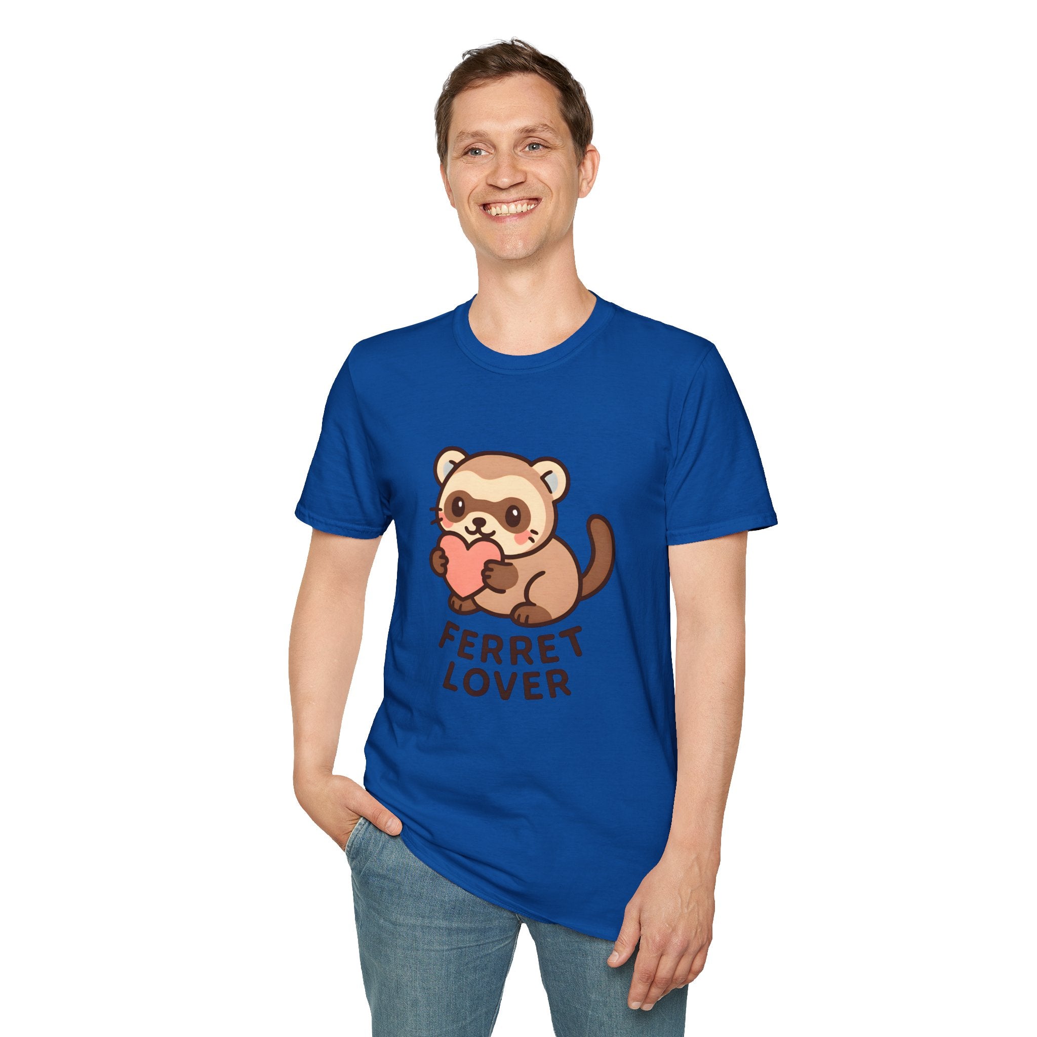 Ferret Lover T‑Shirt — Cute Cartoon Ferret Holding Heart Tee