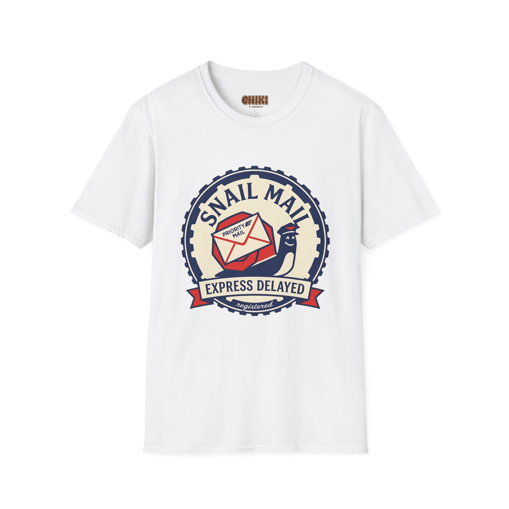 Snail Mail T-Shirt — "Express Delayed" Retro Postal Graphic Tee