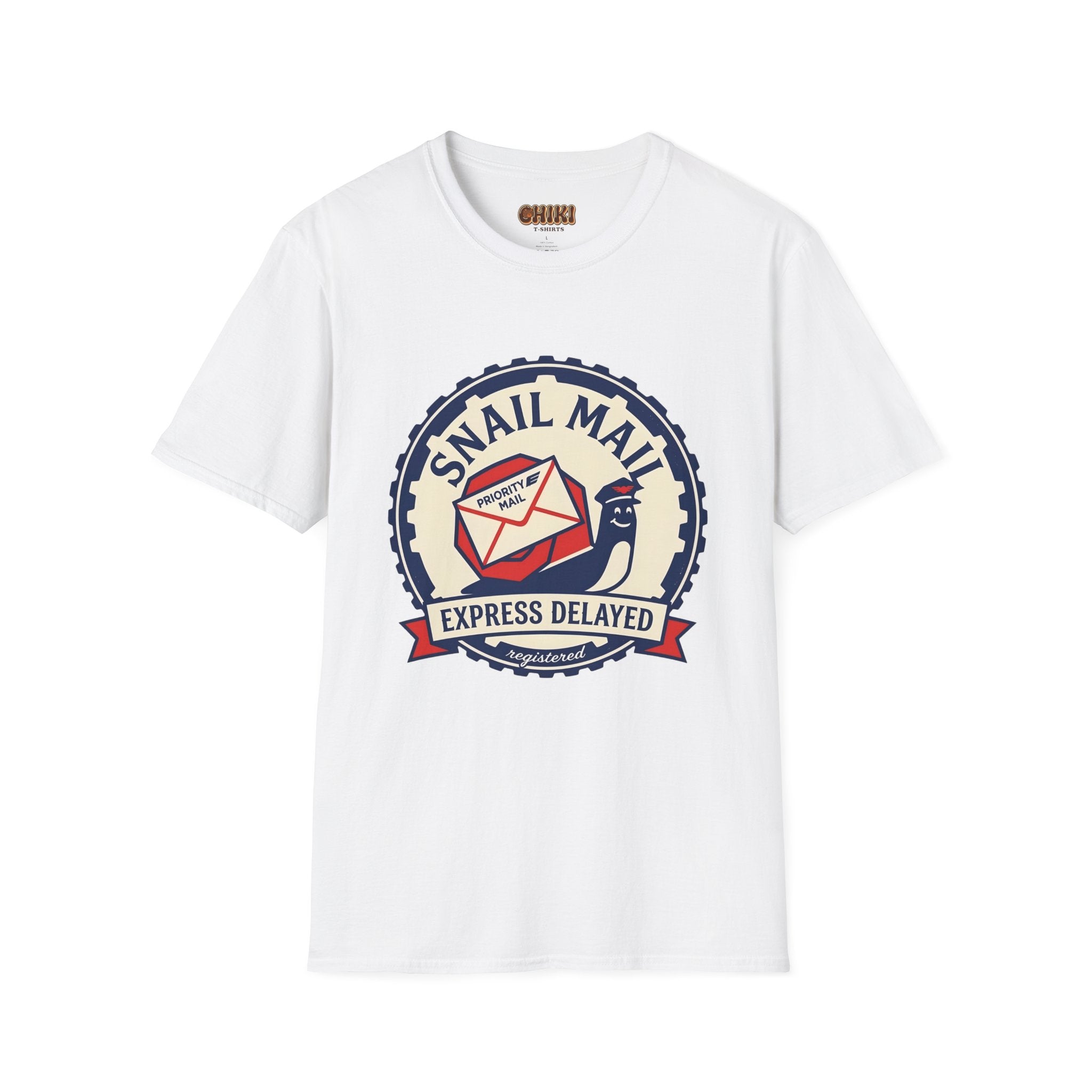 Snail Mail T-Shirt — "Express Delayed" Retro Postal Graphic Tee
