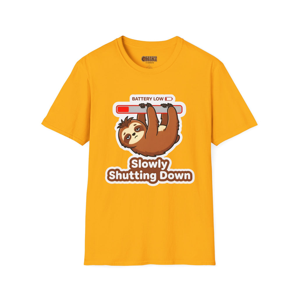 Slowly Shutting Down Sloth T-Shirt — Battery Low Cute Graphic Tee