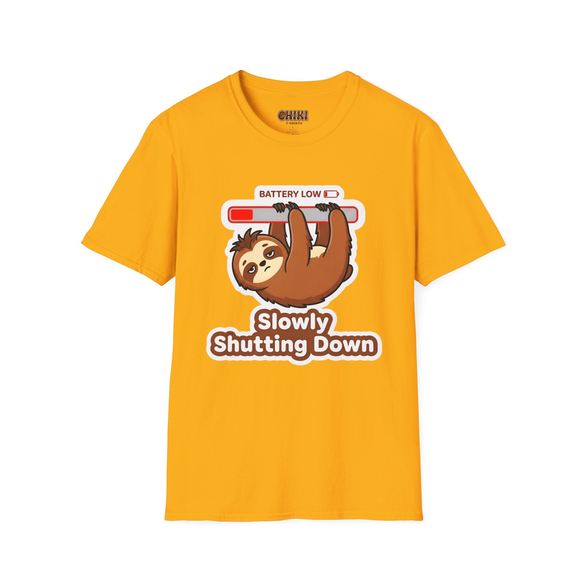 Slowly Shutting Down Sloth T-Shirt — Battery Low Cute Graphic Tee