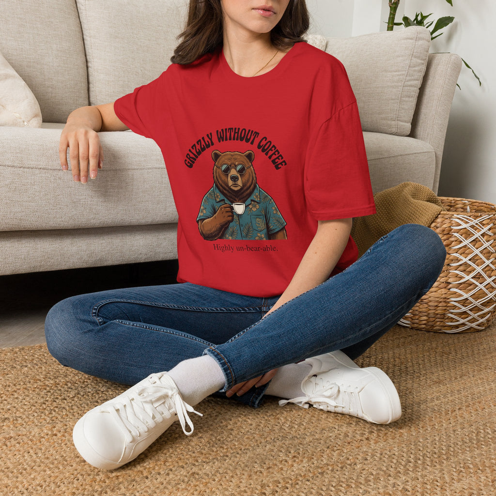 T-Shirt — "Grizzly Without Coffee" Bear Graphic Tee