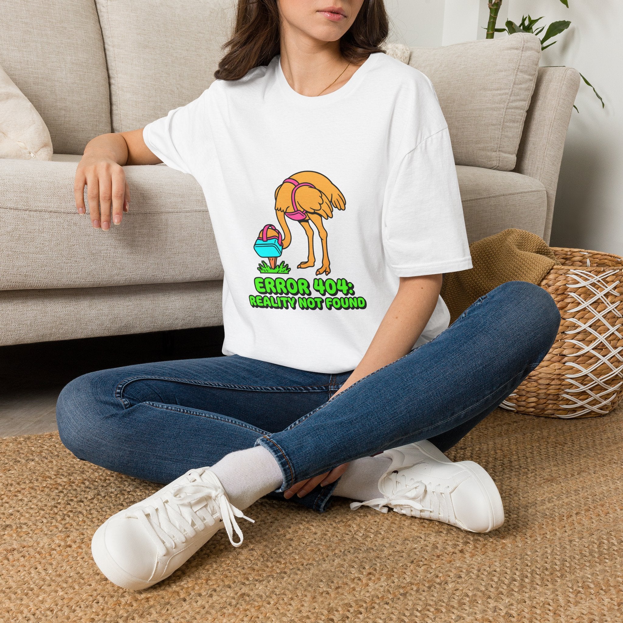 T-Shirt — Funny ‘Error 404 Reality Not Found’ Ostrich Graphic Tee