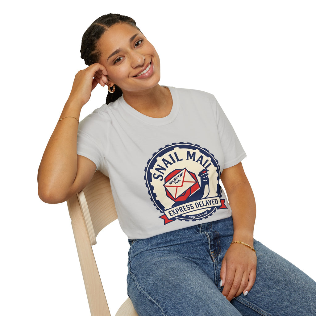 Snail Mail T-Shirt — "Express Delayed" Retro Postal Graphic Tee