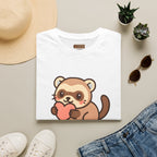 Ferret Lover T‑Shirt — Cute Cartoon Ferret Holding Heart Tee