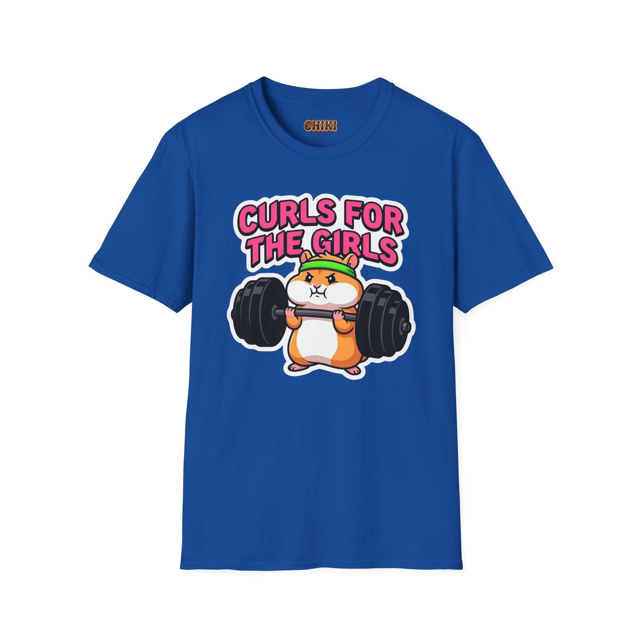 T-Shirt — "Curls for the Girls" Cute Hamster Weightlifting Graphic