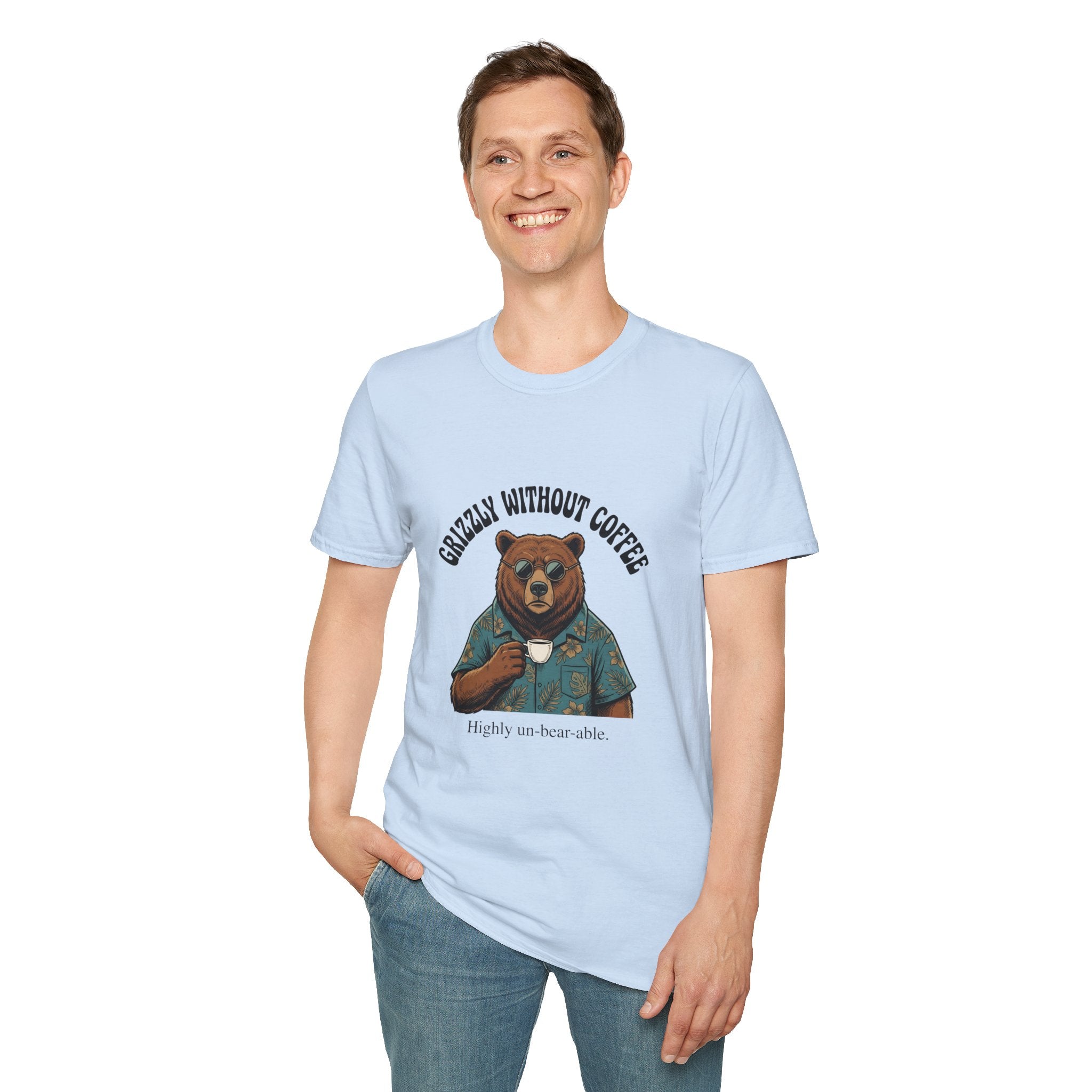 T-Shirt — "Grizzly Without Coffee" Bear Graphic Tee