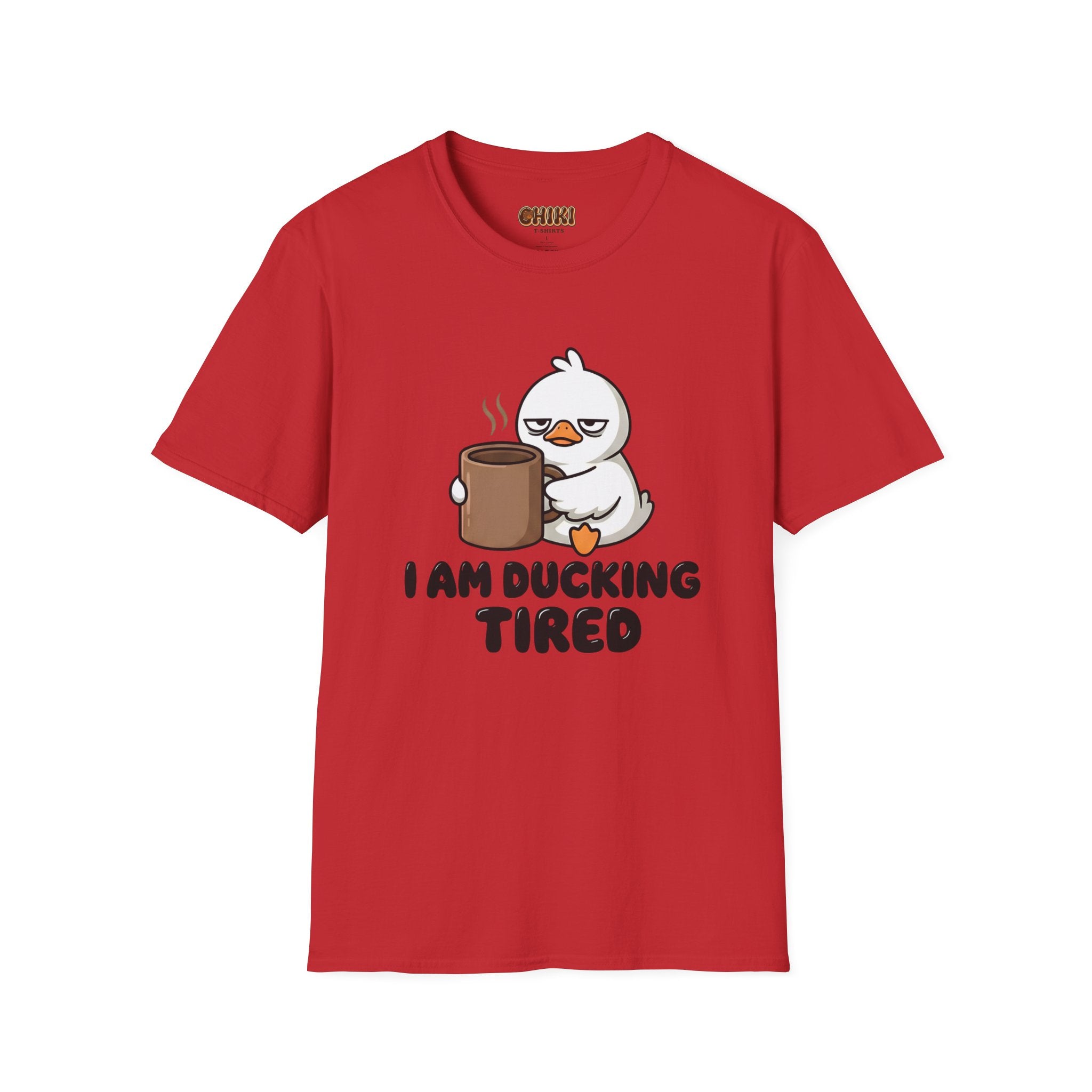 I Am Ducking Tired Tee — Cute Coffee Duck Graphic T-Shirt