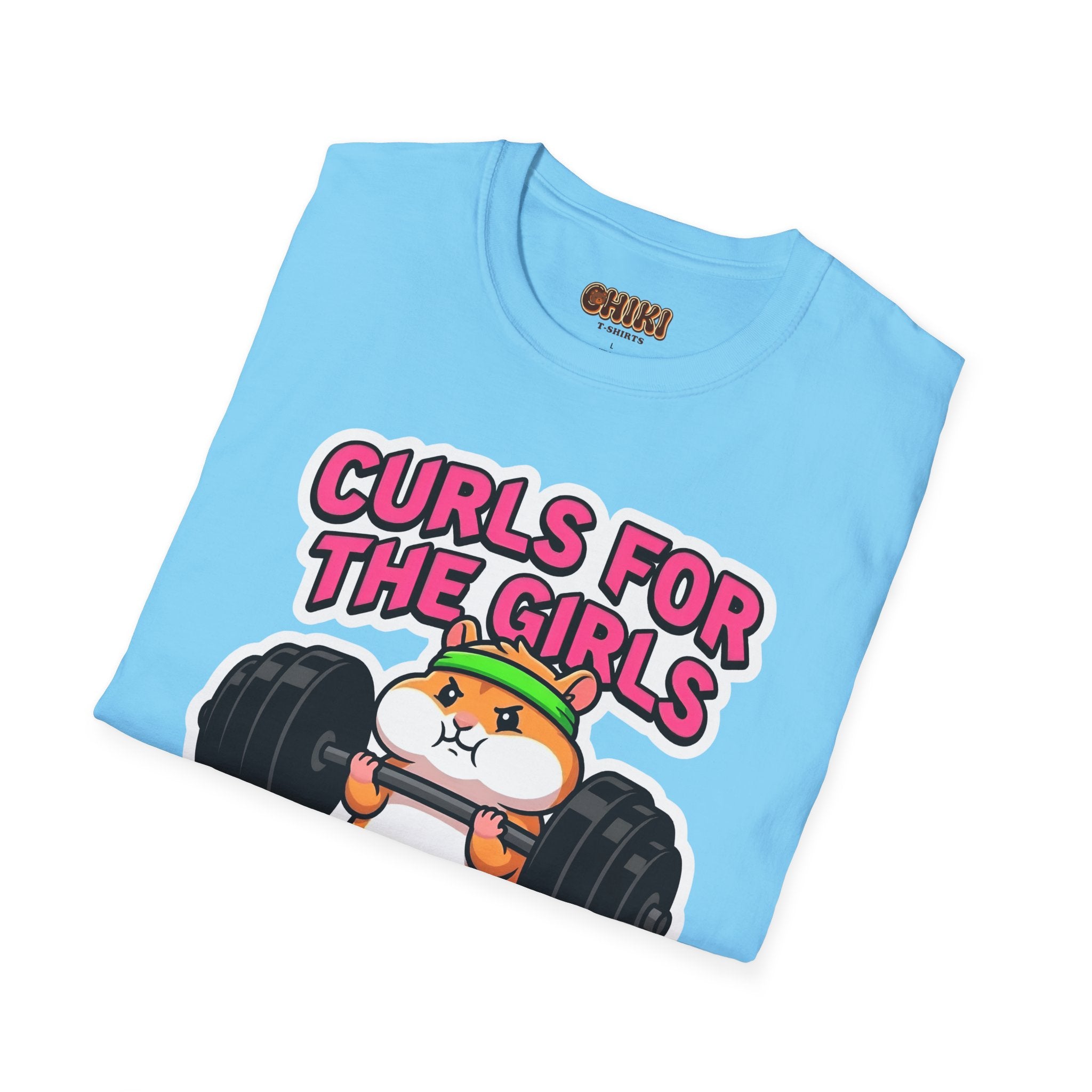 T-Shirt — "Curls for the Girls" Cute Hamster Weightlifting Graphic