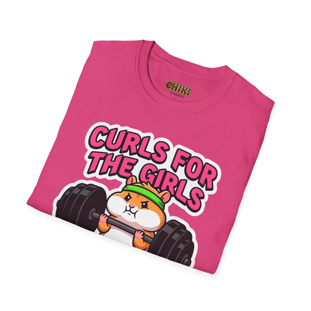 T-Shirt — "Curls for the Girls" Cute Hamster Weightlifting Graphic