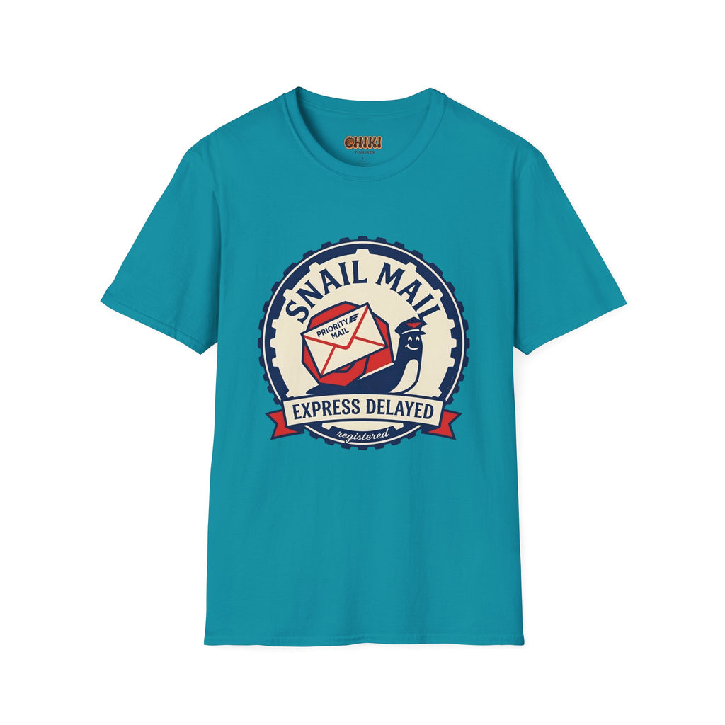 Snail Mail T-Shirt — "Express Delayed" Retro Postal Graphic Tee