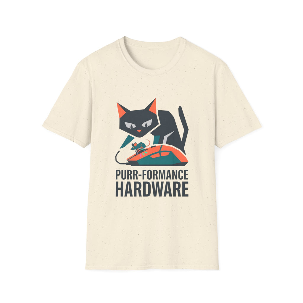 Purr-formance Hardware T-Shirt — Gamer Cat Computer Mouse Tee