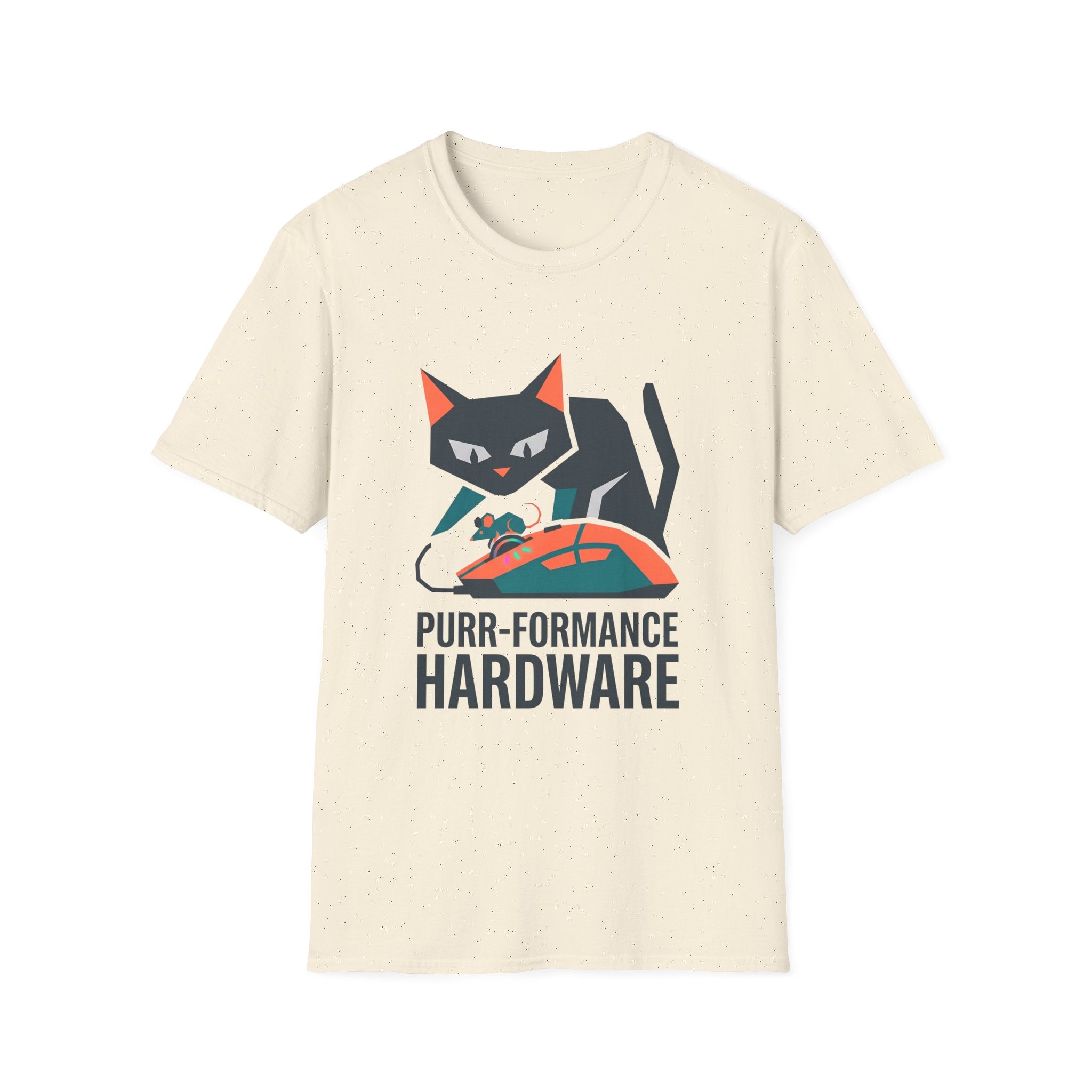 Purr-formance Hardware T-Shirt — Gamer Cat Computer Mouse Tee
