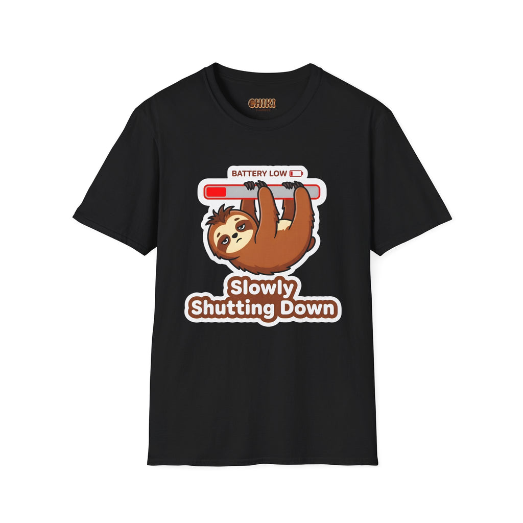Slowly Shutting Down Sloth T-Shirt — Battery Low Cute Graphic Tee