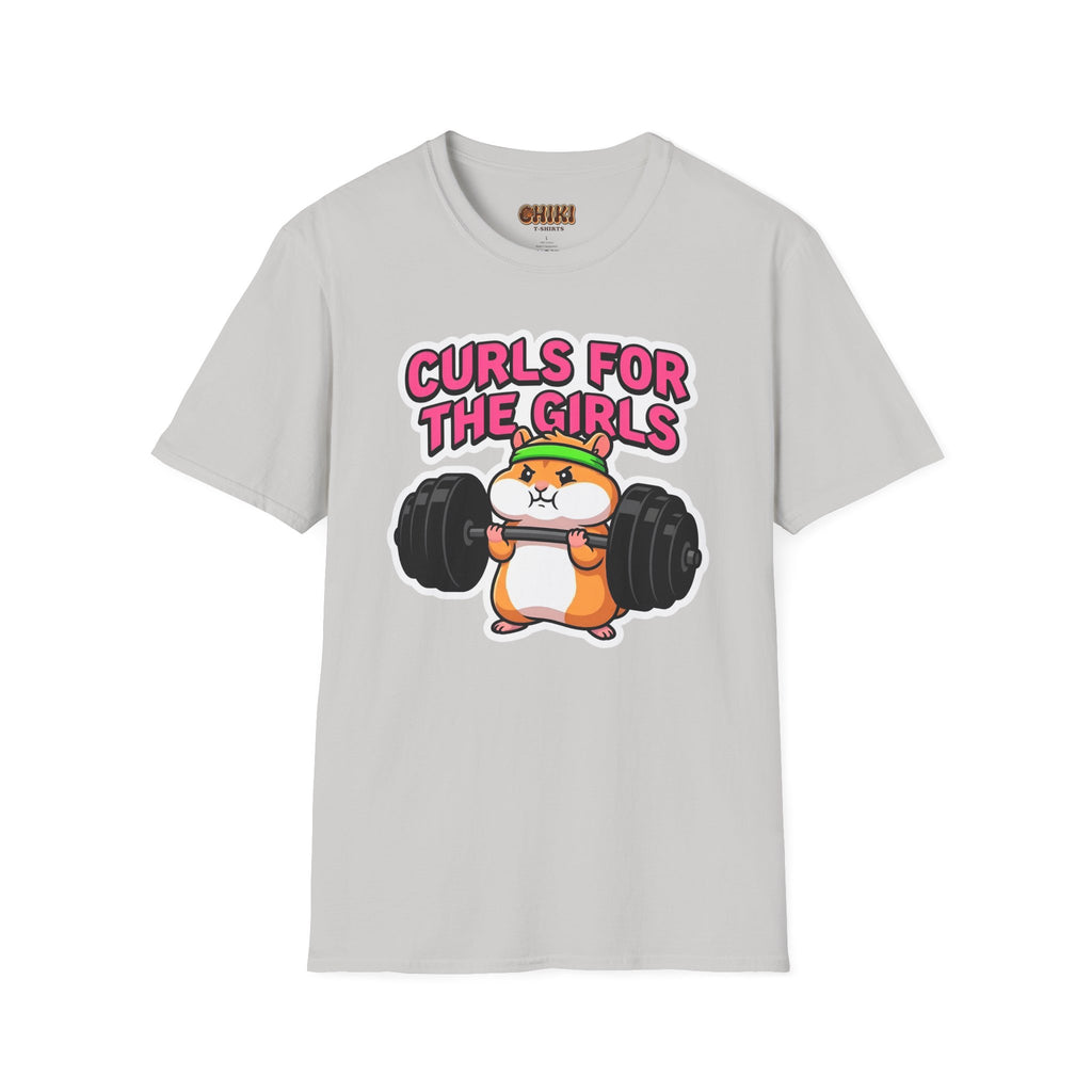 T-Shirt — "Curls for the Girls" Cute Hamster Weightlifting Graphic