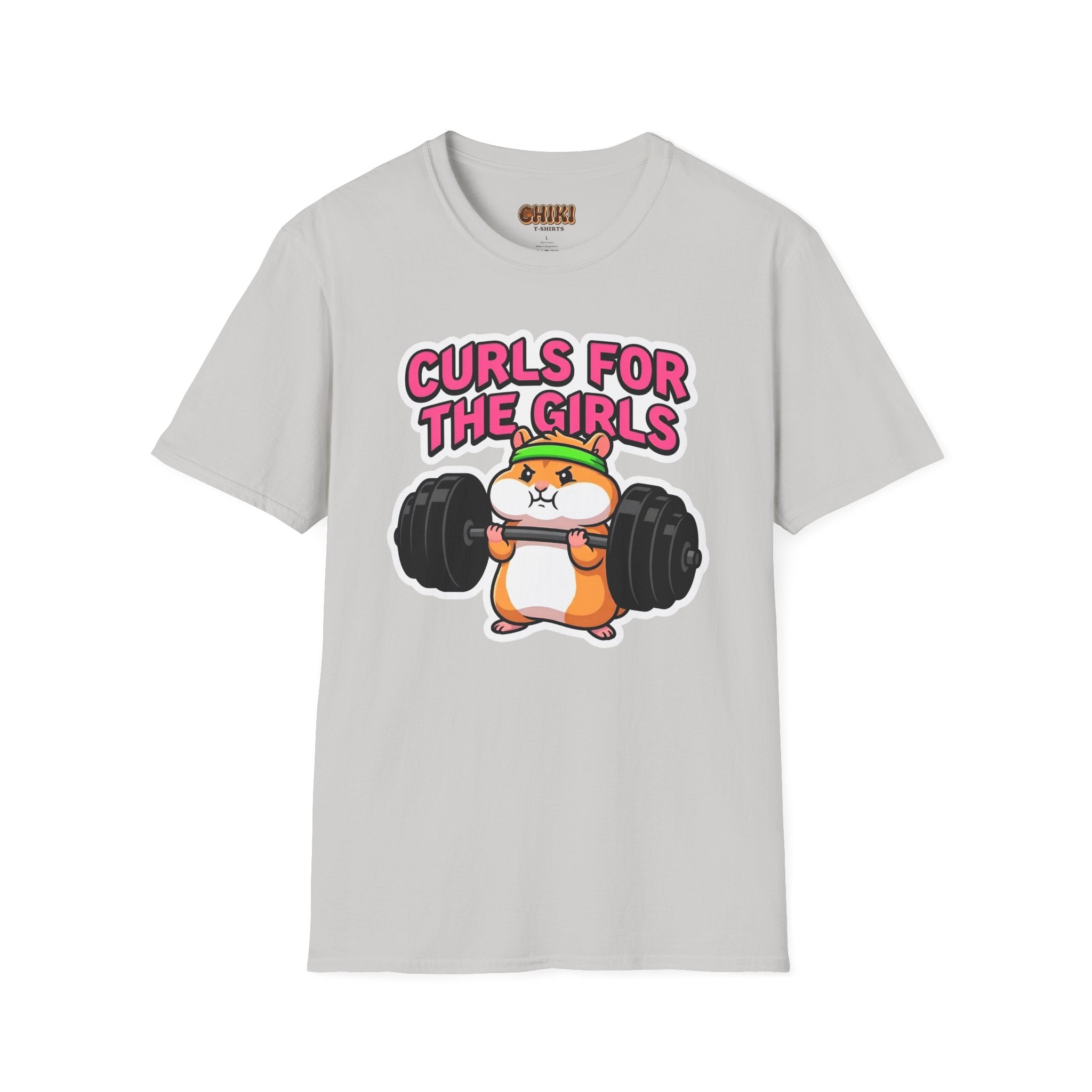T-Shirt — "Curls for the Girls" Cute Hamster Weightlifting Graphic