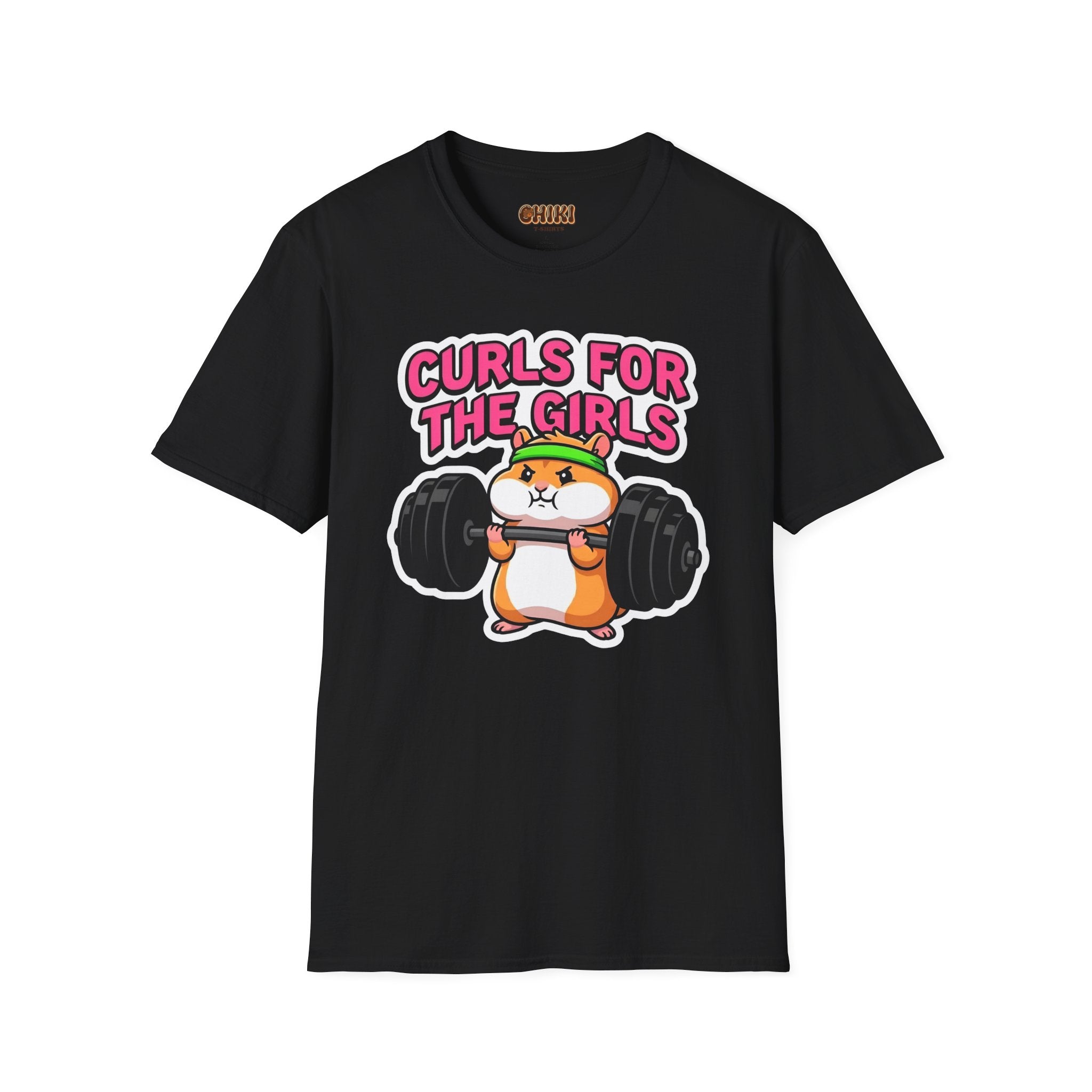 T-Shirt — "Curls for the Girls" Cute Hamster Weightlifting Graphic