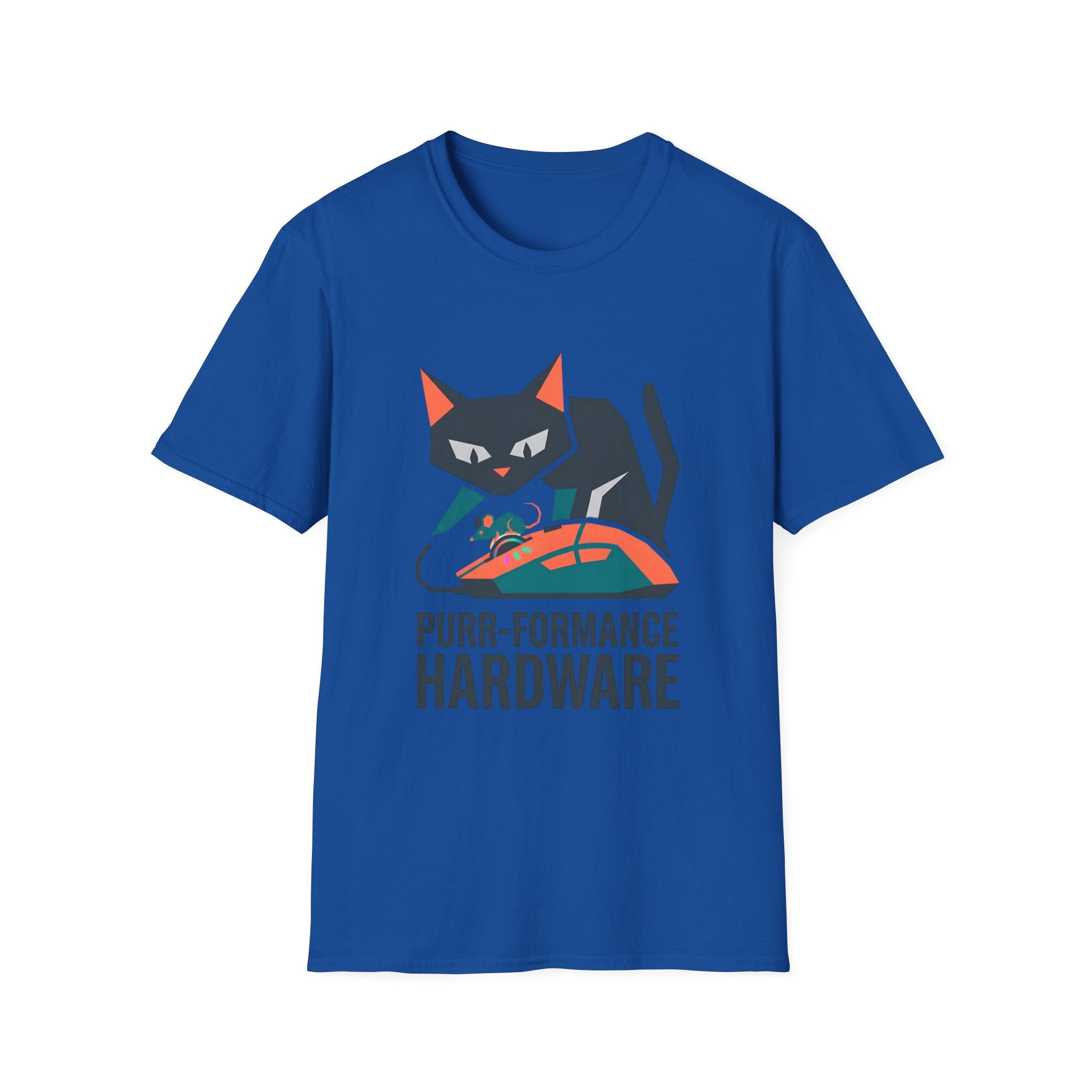 Purr-formance Hardware T-Shirt — Gamer Cat Computer Mouse Tee